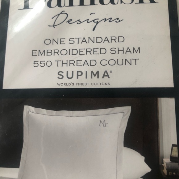 “Mr” and “Mrs” Standard Sham Set of Two White NWT 550 thread count - Picture 5 of 5